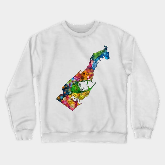 Spirograph Patterned Monaco Administrative Divisions Map Crewneck Sweatshirt by RachelEDesigns